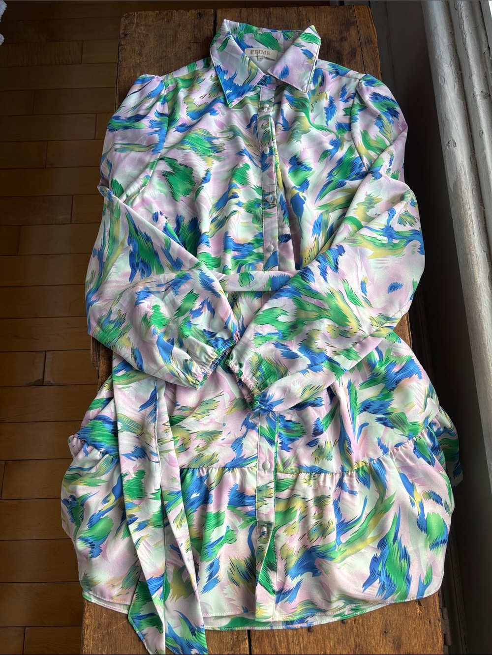 Frime Paris Pastel Multicolor Brushstroke Print Dress